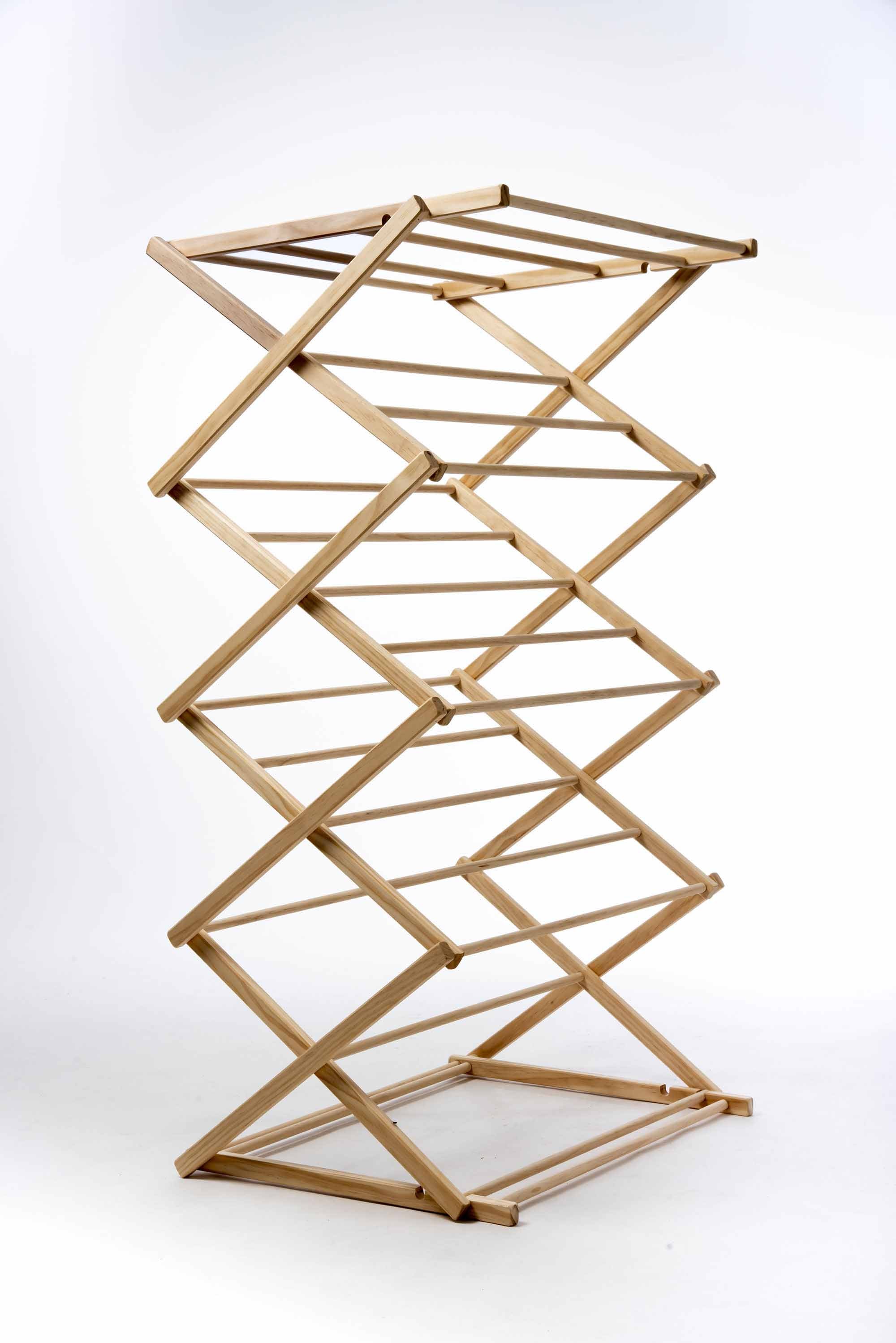 Wooden zigzag clothes airer on a white background Victoria James Home Eco Deluxe Clothes Airer